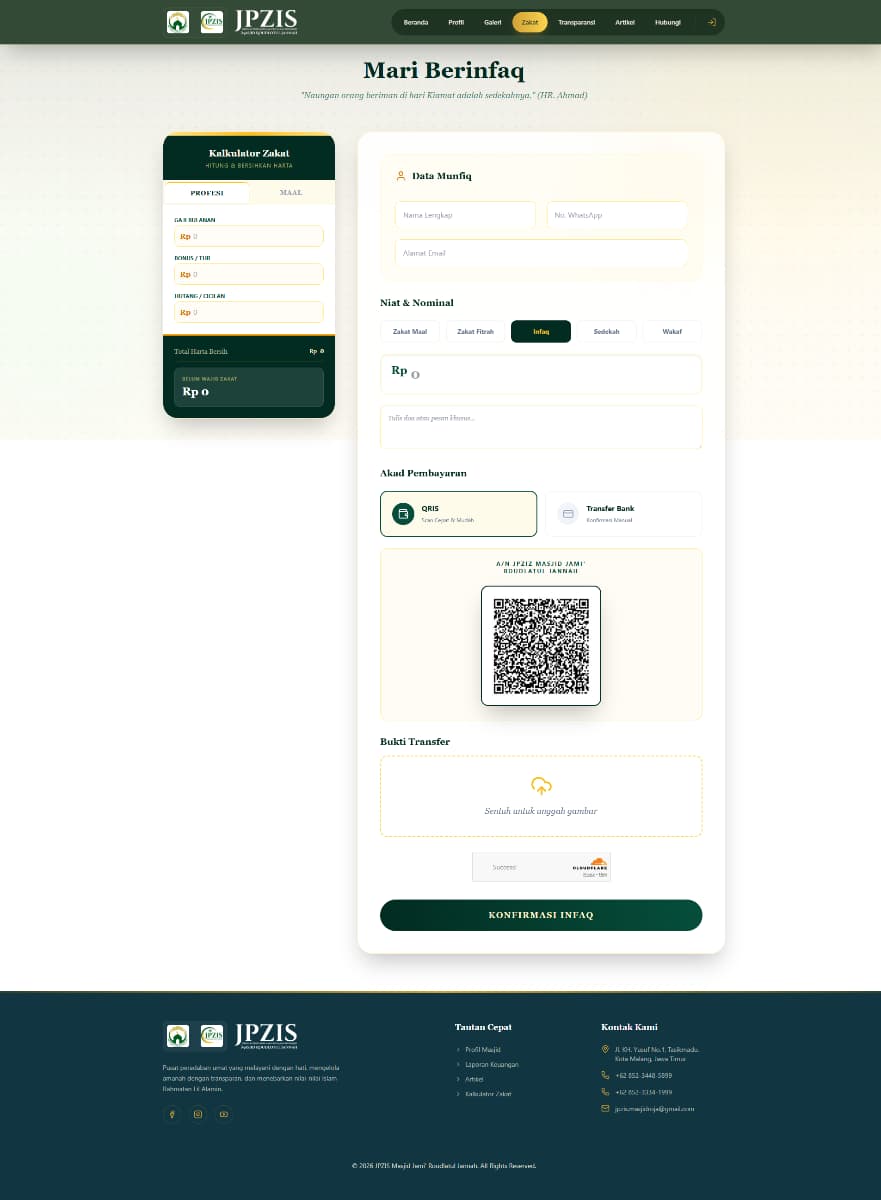 Website JPZIS Sistem Informasi Zakat, Infaq, dan Shadaqah Project Showcase visual 2