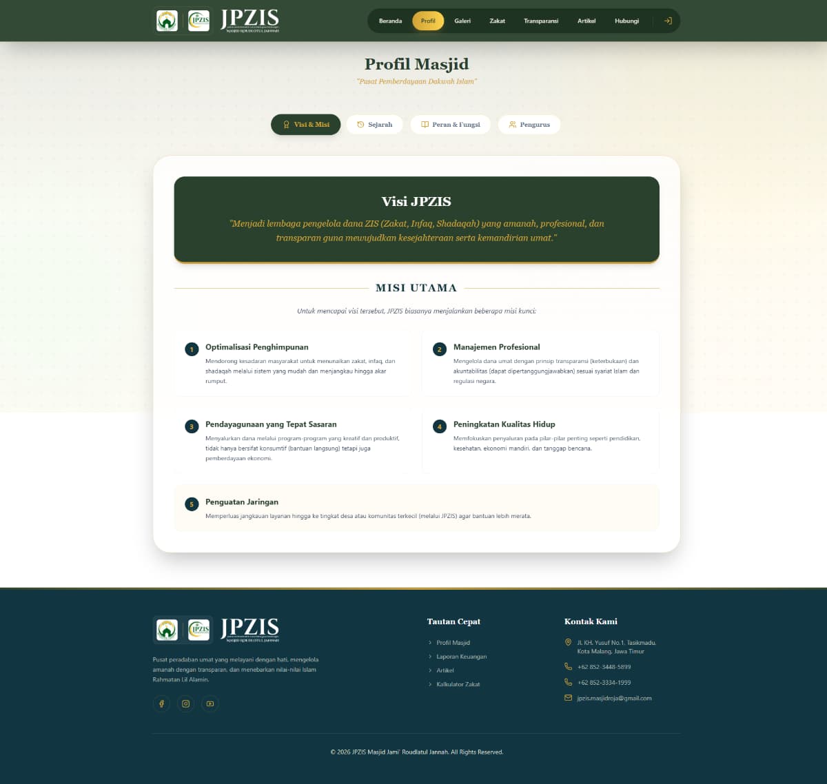Website JPZIS Sistem Informasi Zakat, Infaq, dan Shadaqah Project Showcase visual 3